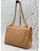 CHANEL JUMBO CLASSIC FLAP SHOULDER BAG IN CARAMEL LAMBSKIN LEATHER