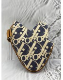 CHRISTIAN DIOR SADDLE IN BLUE RAFFIA EFFECT OBLIQUE JACQUARD 