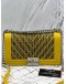 CHANEL BOY MEDIUM CHEVRON SHOULDER BAG IN YELLOW TWEED WITH LEATHER