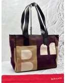 BALLY GEOMETRIC TOTE BAG IN MULTICOLOR CANVAS WITH LEATHER