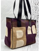 BALLY GEOMETRIC TOTE BAG IN MULTICOLOR CANVAS WITH LEATHER