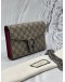 GUCCI DIONYSUS WALLET ON CHAIN IN BEIGE GG SUPREME CANVAS WITH RED LEATHER