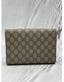 GUCCI DIONYSUS WALLET ON CHAIN IN BEIGE GG SUPREME CANVAS WITH RED LEATHER
