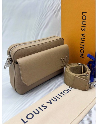 MICROCHIP LOUIS VUITTON BOARDING MESSENGER BAG IN BEIGE WAXY CALFSKIN LEATHER -FULL SET-