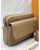 MICROCHIP LOUIS VUITTON BOARDING MESSENGER BAG IN BEIGE WAXY CALFSKIN LEATHER -FULL SET-