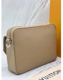 MICROCHIP LOUIS VUITTON BOARDING MESSENGER BAG IN BEIGE WAXY CALFSKIN LEATHER -FULL SET-