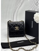 MICROCHIP CHANEL TRENDY CC IN BLACK LAMBSKIN LEATHER -FULL SET-