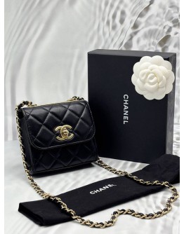 MICROCHIP CHANEL TRENDY CC IN BLACK LAMBSKIN LEATHER -FULL SET-