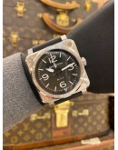 (UNUSED) 2025 BELL & ROSS BR03 BLACK STEEL REF BR03A-BL-ST/SRB BLACK DIAL 41MM AUTOMATIC WATCH -FULL SET-