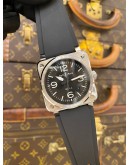 (UNUSED) 2025 BELL & ROSS BR03 BLACK STEEL REF BR03A-BL-ST/SRB BLACK DIAL 41MM AUTOMATIC WATCH -FULL SET-