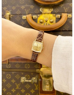 ROLEX VINTAGE PRECISION LADIES 18K 750 YELLOW GOLD REF 2628 GOLD DIAL 15MM X 15MM MANUAL WINDING WATCH