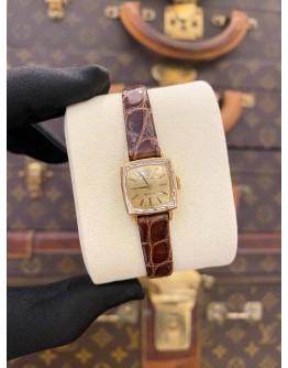 ROLEX VINTAGE PRECISION LADIES 18K 750 YELLOW GOLD REF 2628 GOLD DIAL 15MM X 15MM MANUAL WINDING WATCH