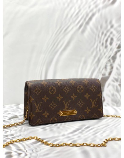 LOUIS VUITTON LILY WALLET ON CHAIN IN BROWN MONOGRAM CANVAS -FULL SET-