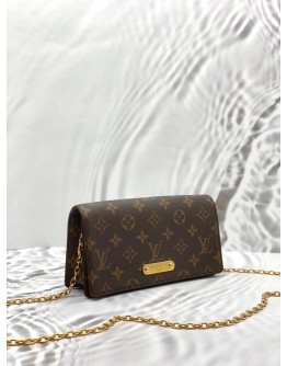 LOUIS VUITTON LILY WALLET ON CHAIN IN BROWN MONOGRAM CANVAS -FULL SET-