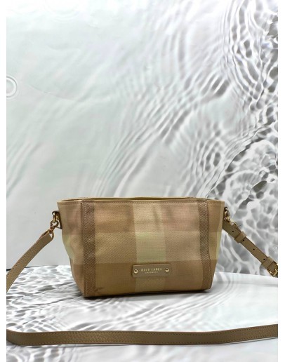BLUE LABEL CRESTBRIDGE CROSSBODY BAG IN BEIGE CANVAS WITH LEATHER