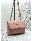 TORY BURCH FLEMING CONVERTIBLE SHOULDER BAG IN LIGHT PINK LEATHER