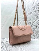 TORY BURCH FLEMING CONVERTIBLE SHOULDER BAG IN LIGHT PINK LEATHER