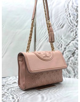 TORY BURCH FLEMING CONVERTIBLE SHOULDER BAG IN LIGHT PINK LEATHER