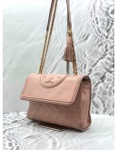 TORY BURCH FLEMING CONVERTIBLE SHOULDER BAG IN LIGHT PINK LEATHER