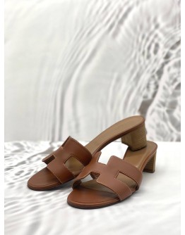 HERMES OASIS SANDALS SIZE 39 IN BROWN LEATHER