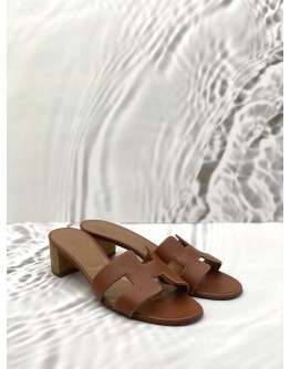 HERMES OASIS SANDALS SIZE 39 IN BROWN LEATHER