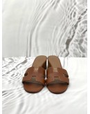 HERMES OASIS SANDALS SIZE 39 IN BROWN LEATHER