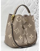 (LIKE NEW) MICROCHIP LOUIS VUITTON NEONOE MM IN TOURTERELLE WITH CREME MONOGRAM EMPREINTE LEATHER -FULL SET-