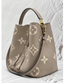 (LIKE NEW) MICROCHIP LOUIS VUITTON NEONOE MM IN TOURTERELLE WITH CREME MONOGRAM EMPREINTE LEATHER -FULL SET-