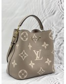 (LIKE NEW) MICROCHIP LOUIS VUITTON NEONOE MM IN TOURTERELLE WITH CREME MONOGRAM EMPREINTE LEATHER -FULL SET-