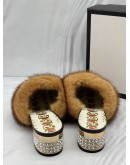 GUCCI MULES SIZE 39.5 IN BLACK LEATHER WITH BROWN MINK FUR
