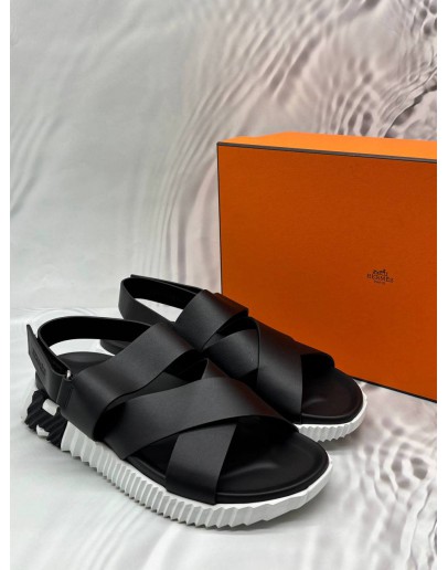 (LIKE NEW) HERMES ELECTRIC SANDALS SIZE 41 IN BLACK LEATHER