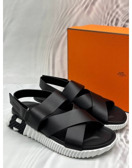 (LIKE NEW) HERMES ELECTRIC SANDALS SIZE 41 IN BLACK LEATHER