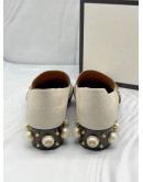 GUCCI PEYTON PEARL LOAFERS SIZE 39.5 IN OFF WHITE LEATHER