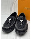 (LIKE NEW) LOUIS VUITTON RACER MOCCASINS SIZE 7 IN BLACK MONOGRAM ECLIPSE CANVAS WITH MESH FABRIC -FULL SET- 