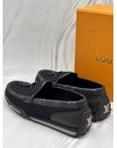 (LIKE NEW) LOUIS VUITTON RACER MOCCASINS SIZE 7 IN BLACK MONOGRAM ECLIPSE CANVAS WITH MESH FABRIC -FULL SET- 