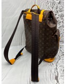 (LIKE NEW) MICROCHIP LOUIS VUITTON CHRISTOPHER MM BACKPACK IN BROWN MONOGRAM CANVAS WITH YELLOW LEATHER