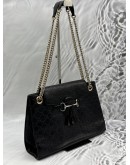 GUCCI EMILY LARGE SHOULDER BAG IN BLACK GG GUCCISSIMA LEATHER