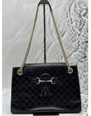 GUCCI EMILY LARGE SHOULDER BAG IN BLACK GG GUCCISSIMA LEATHER