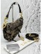 CHRISTIAN DIOR SADDLE BAG IN BLACK WITH BEIGE TOILE CORNELY EMBROIDERED