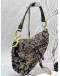 CHRISTIAN DIOR SADDLE BAG IN BLACK WITH BEIGE TOILE CORNELY EMBROIDERED