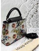 MICROCHIP LOUIS VUITTON CAPUCINES BB IN METALLIC SILVER CALFSKIN LEATHER WITH PRINTED FLORAL MOTIF