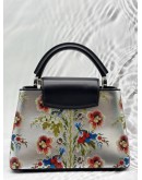 MICROCHIP LOUIS VUITTON CAPUCINES BB IN METALLIC SILVER CALFSKIN LEATHER WITH PRINTED FLORAL MOTIF