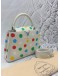 MICROCHIP LOUIS VUITTON X YAYOI KUSAMA CAPUCINES BB IN WHITE TAURILLON LEATHER WITH PRINTED MULTICOLOR POLKA DOTS