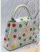 MICROCHIP LOUIS VUITTON X YAYOI KUSAMA CAPUCINES BB IN WHITE TAURILLON LEATHER WITH PRINTED MULTICOLOR POLKA DOTS