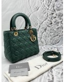 CHRISTIAN DIOR MEDIUM LADY DIOR IN SAGE GREEN CANNAGE LAMBSKIN LEATHER