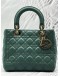 CHRISTIAN DIOR MEDIUM LADY DIOR IN SAGE GREEN CANNAGE LAMBSKIN LEATHER