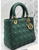 CHRISTIAN DIOR MEDIUM LADY DIOR IN SAGE GREEN CANNAGE LAMBSKIN LEATHER
