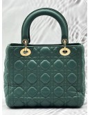 CHRISTIAN DIOR MEDIUM LADY DIOR IN SAGE GREEN CANNAGE LAMBSKIN LEATHER