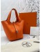 (LIKE NEW) HERMES PICOTIN LOCK 18 IN ORANGE CLEMENCE LEATHER -FULL SET-