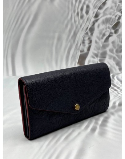 LOUIS VUITTON SARAH WALLET IN NAVY BLUE MONOGRAM EMPREINTE LEATHER